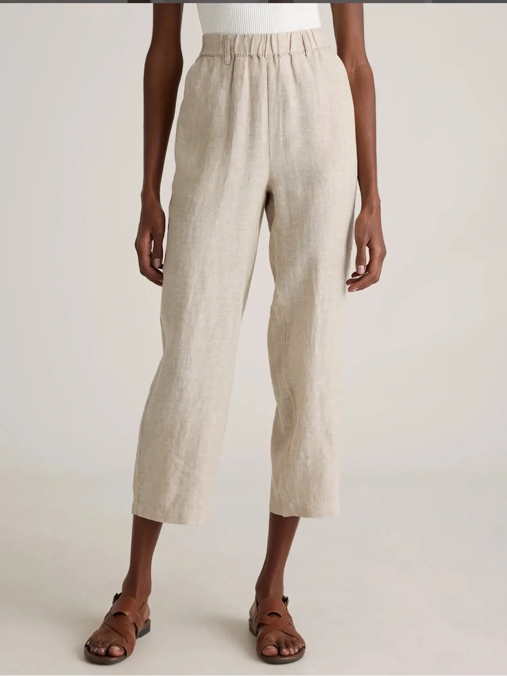 NWT Quince Cropped 100% European Linen Pants in Light Beige Size 3X